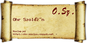 Ohr Szolón névjegykártya